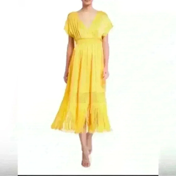 Sunny yellow Trina Turk tassel dress size 12 long maxi - Picture 1 of 7